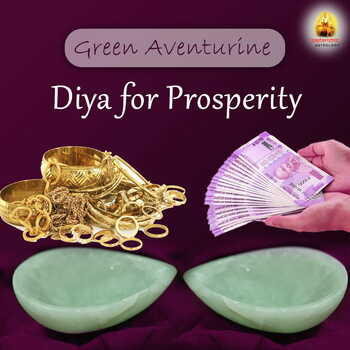 Green Aventurine Diya for Prosperity (Set of 2)