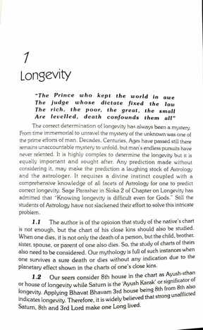 Longevity An Astrological Analysis By Lt.Col. Raj Kumar / Krishna Kumar [AP]