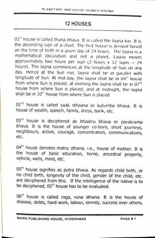 Planetary And House Significations  by M.K. Viswanath [NP]