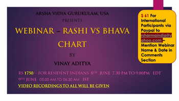 Webinar- Rashi Vs Bhava chart by Vinay Aditya (8th June 7.30 pm to 9.00 pm) [SA]