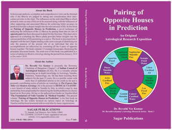 Pairing of Opposite Houses In Prediction by Dr. Revathi Vee Kumar sagar publications astrology books